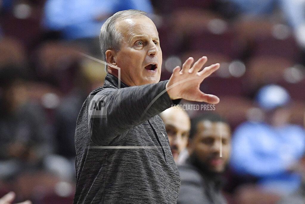Jessica Hill Tennessee head coach Rick Barnes gestures in the second half of an NCAA college basketball game against North Carolina, Sunday, Nov. 21, 2021, in Uncasville, Conn. (AP Photo/Jessica Hill)