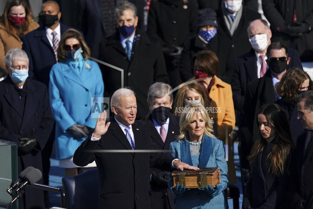 Erin Schaff Joe Biden is sworn in as the 46th President of the United States on Capitol Hill in Washington on Wednesday, Jan. 20, 2021. (Erin Schaff/The New York Times via AP, Pool)