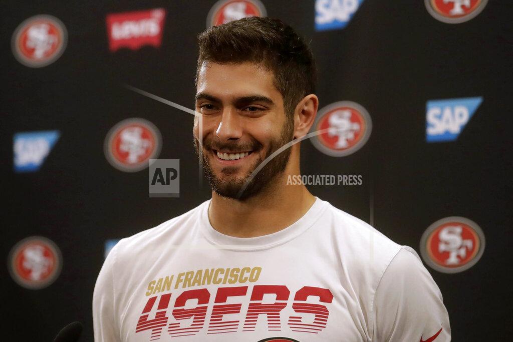 Jeff Chiu San Francisco 49ers quarterback Jimmy Garoppolo speaks during a news conference at the team's NFL football training facility in Santa Clara, Calif., Thursday, Jan. 23, 2020. The 49ers will face the Kansas City Chiefs in Super Bowl 54. (AP Photo/Jeff Chiu)