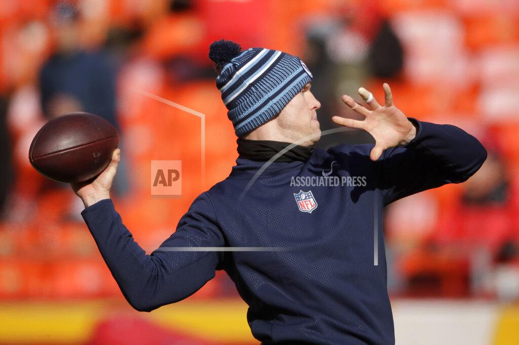 Charlie Riedel Tennessee Titans quarterback Ryan Tannehill warms up before the NFL AFC Championship football game against the Kansas City Chiefs Sunday, Jan. 19, 2020, in Kansas City, MO. (AP Photo/Charlie Riedel)