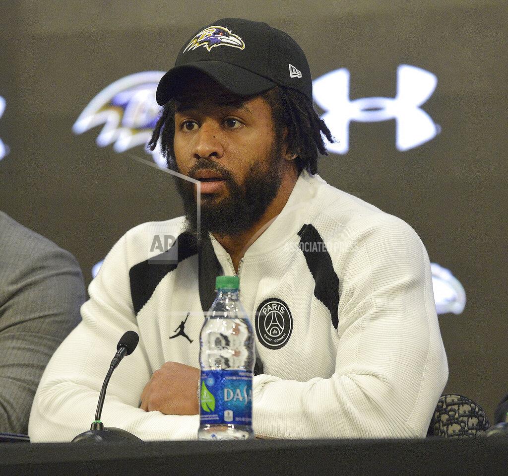 Kevin Richardson FILE - In this March 15, 2019, file photo, Baltimore Ravens newly signed NFL football safety Earl Thomas speaks at a news conference in Owing Mills, Md. During a busy offseason, the Ravens put a high priority on fortifying a secondary that last season played a huge role on the top-ranked defense in the NFL. First-year general manager Eric DeCosta offset the departure of safety Eric Weddle by signing free agent Earl Thomas. (Kevin Richardson/The Baltimore Sun via AP)
