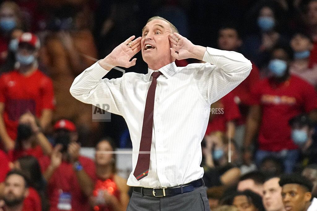 Rick Scuteri Arizona State head coach Bobby Hurley calls out a play against Arizona during the first half of an NCAA college basketball game, Saturday, Jan. 29, 2022, in Tucson, Ariz. (AP Photo/Rick Scuteri)