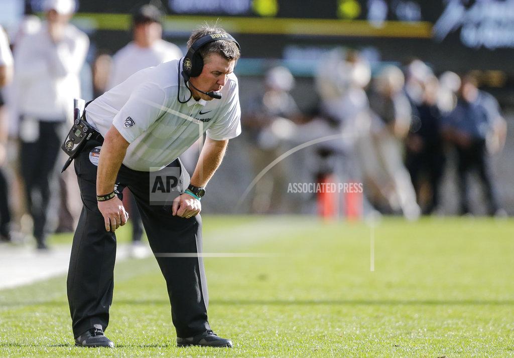 Jack Dempsey FILE - In this Saturday, Oct. 27, 2018, file photo, Colorado head coach Mike MacIntyre reacts during the second half of an NCAA college football game against Oregon State, in Boulder, Colo. Off to a 5-0 start and ranked in the polls, Colorado has lost three straight games including blowing a double-digit lead to Oregon State last Saturday. (AP Photo/Jack Dempsey, File)