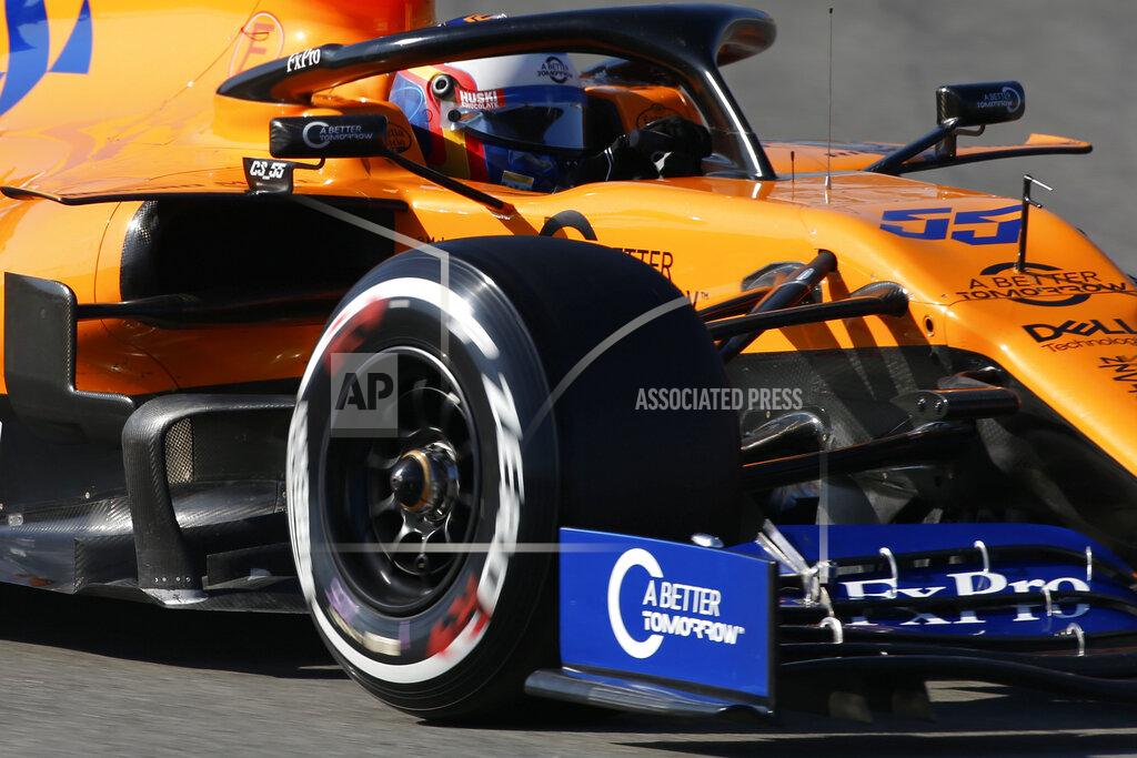 Joan Monfort Mclaren driver Carlos Sainz of Spain takes a curve during a Formula One pre-season testing session at the Barcelona Catalunya racetrack in Montmelo, outside Barcelona, Spain, Wednesday, Feb. 27, 2019. (AP Photo/Joan Monfort)