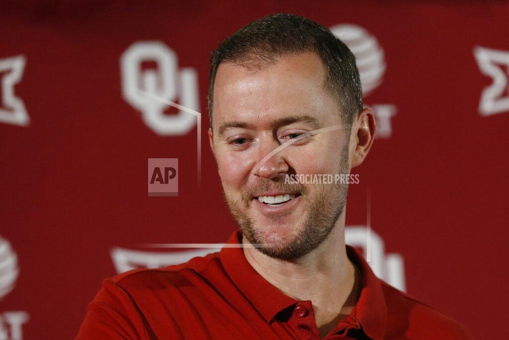 Oklahoma head coach Lincoln Riley answers a question during an NCAA college football media day news conference in Norman, Okla., Friday, Aug. 2, 2019. Riley has done everything his first two years as Oklahoma's coach, including coaching two Heisman winners. But he hasn't won a national title. (AP Photo/Sue Ogrocki)