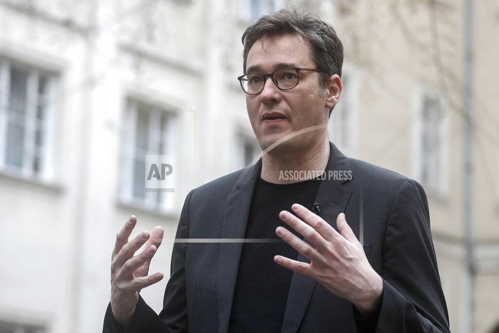 Laszlo Balogh Budapest's mayor Gergely Karacsony gestures during an an interview with the Associated Press in Budapest, Hungary, Wednesday, April 14, 2021. A bitter conflict has emerged between Hungary’s right-wing government and the liberal leadership of the country's capital city over a hospital for the homeless that may soon have to close. The Budapest hospital provides medical and social services and shelter to more than 1,000 people annually. But the Hungarian government has ordered it to vacate the state-owned building it occupies. Budapest's mayor says the eviction will risk the lives of the hospital's homeless patients as Hungary struggles with a deadly COVID-19 surge. (AP Photo/Laszlo Balogh)
