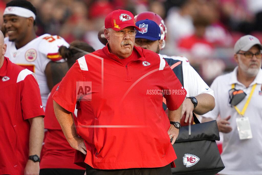 Tony Avelar Kansas City Chiefs head coach Andy Reid watches during the first half of an NFL preseason football game against the San Francisco 49ers in Santa Clara, Calif., Saturday, Aug. 14, 2021. (AP Photo/Tony Avelar)