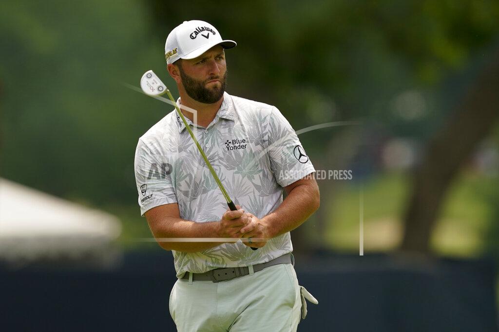 Matt York Jon Rahm, of Spain, putts on the seventh hole during a practice round for the PGA Championship golf tournament, Tuesday, May 17, 2022, in Tulsa, Okla. (AP Photo/Matt York)