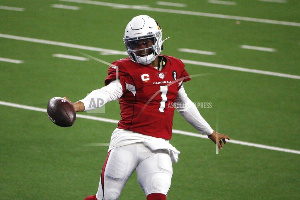 Michael Ainsworth Arizona Cardinals' Kyler Murray celebrates running the ball for a touchdown in the second half of an NFL football game against the Dallas Cowboys in Arlington, Texas, Monday, Oct. 19, 2020. (AP Photo/Michael Ainsworth)