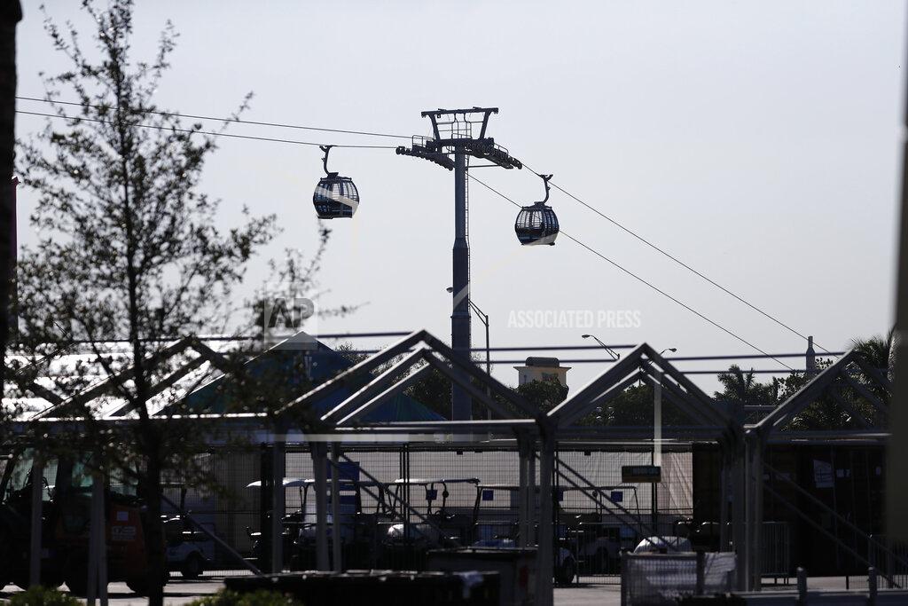 Brynn Anderson The new gondolas are seen near the Hard Rock Stadium on Tuesday, Jan. 21, 2020, ahead of the NFL Super Bowl LIV football game in Miami Gardens, Fla. (AP Photo/Brynn Anderson)