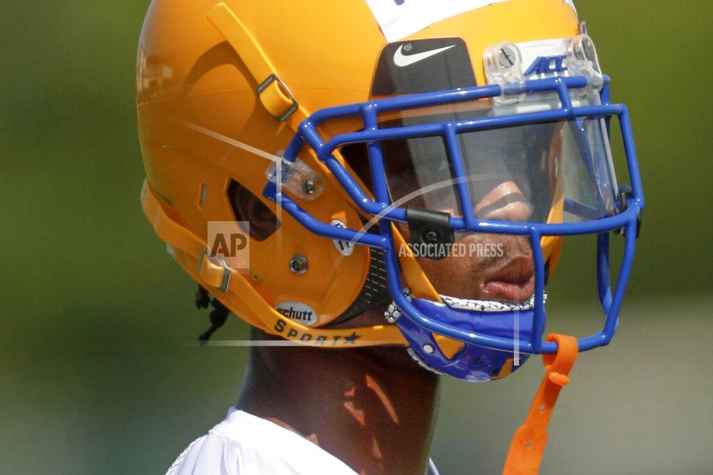 Keith Srakocic FILE - This Aug. 2, 2019, file photo shows Pittsburgh defensive back Damar Hamlin during an NCAA football practice in Pittsburgh. A preseason poll has projected Pitt to finish 4th in their ACC Coastal Division after being the division champion last season. (AP Photo/Keith Srakocic, File)
