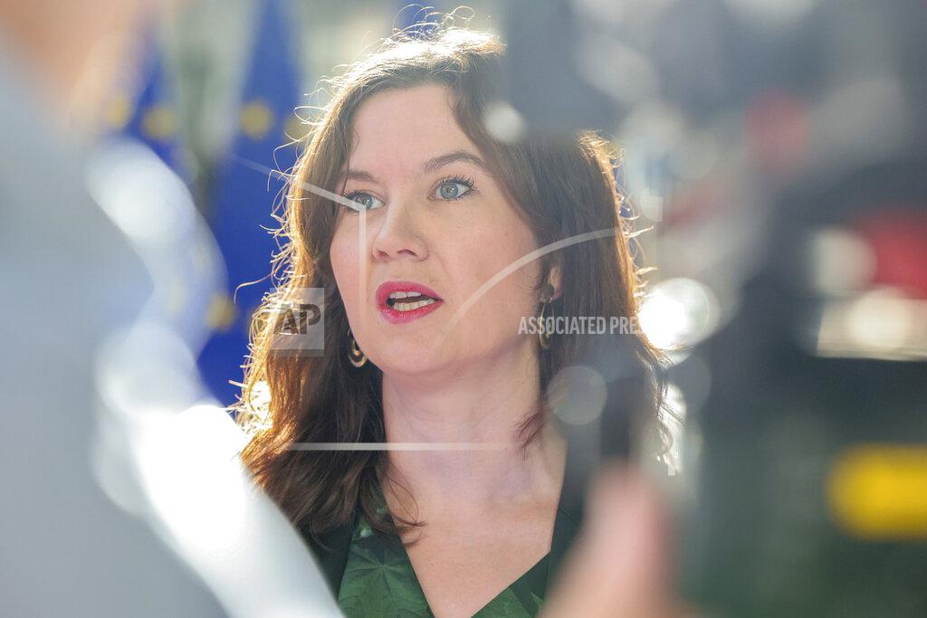 Olivier Matthys Finland's secretary of state Johanna Sumuvuori speaks with the press prior to a meeting of EU foreign ministers at the European Council building in Brussels, Monday, May 16, 2022. European Union foreign ministers on Monday will discuss current affairs and have an exchange of views on the Russian aggression against Ukraine and the Global Gateway. (AP Photo/Olivier Matthys)