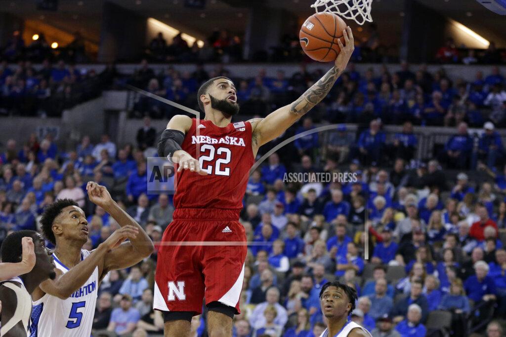 Nati Harnik Nebraska's Haanif Cheatham (22) goes for a layup against Creighton's Ty-Shon Alexander (5) during the second half of an NCAA college basketball game in Omaha, Neb., Saturday, Dec. 7, 2019. Creighton won 95-76. (AP Photo/Nati Harnik)
