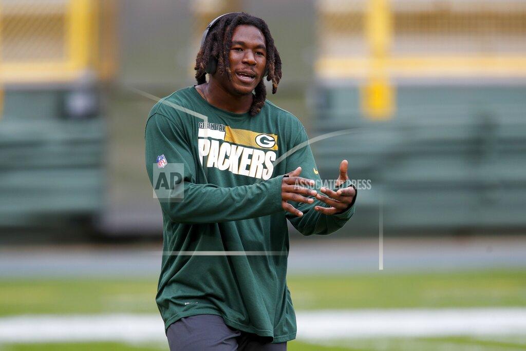 Matt Ludtke Green Bay Packers' Jamaal Williams dances to some music before an NFL football game against the Detroit Lions Sunday, Sept. 20, 2020, in Green Bay, Wis. (AP Photo/Matt Ludtke)