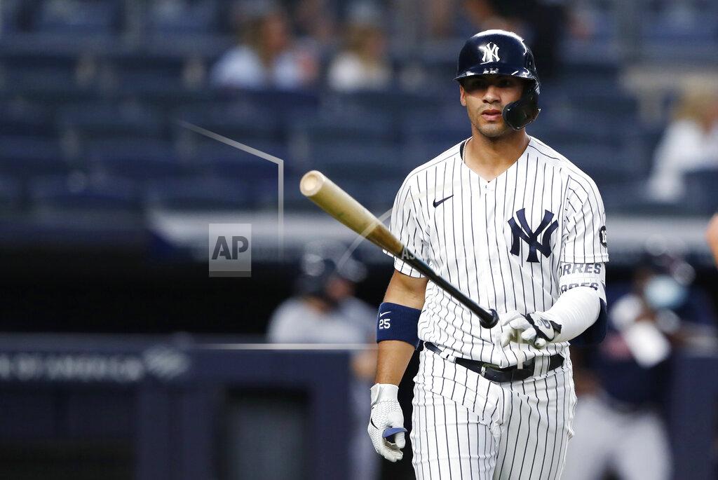 Noah K. Murray New York Yankees; Gleyber Torres tosses his bat after hitting a home run against the Boston Red Sox during the fourth inning of a baseball game Saturday, June 5, 2021, in New York. (AP Photo/Noah K. Murray)