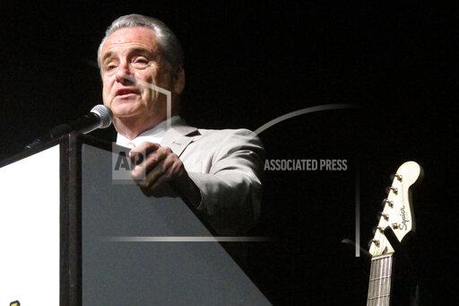 In this Jan. 16, 2020 photo, Jim Allen, chairman of the Hard Rock gambling and entertainment company, speaks during an employee meeting at the Hard Rock casino in Atlantic City, N.J. On Tuesday, Oct. 26, 2021, Allen said Hard Rock is interested in building a casino in New York, even as it maintains its plans to build one in northern New Jersey, which would be 8 miles from Manhattan. (AP Photo/Wayne Parry)