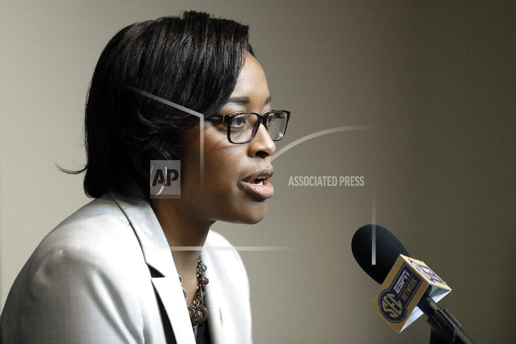Mark Humphrey Vanderbilt interim athletic director Candice Lee answers questions during a news conference Wednesday, Feb. 5, 2020, in Nashville, Tenn. Former athletic director Malcolm Turner resigned Tuesday after one year at the school. (AP Photo/Mark Humphrey)
