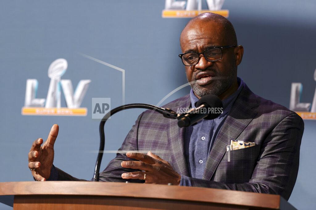Perry Knotts Executive director of the NFL Players Association DeMaurice Smith speaks during a press conference ahead of Super Bowl LV, Thursday, Feb. 4, 2021 in Tampa, Fla. (Perry Knotts via AP)