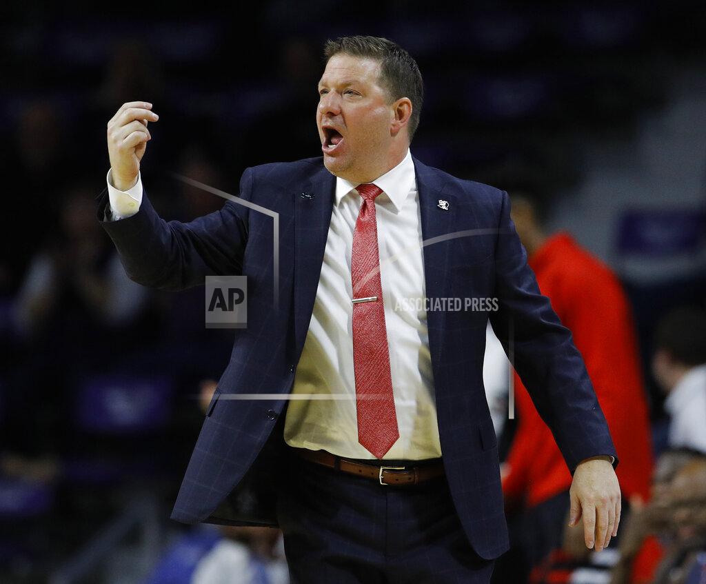 Charlie Riedel Texas Tech head coach Chris Beard talks to his players during the second half of an NCAA college basketball game against Kansas State Tuesday, Jan. 22, 2019, in Manhattan, Kan. Kansas State won 58-45. (AP Photo/Charlie Riedel)