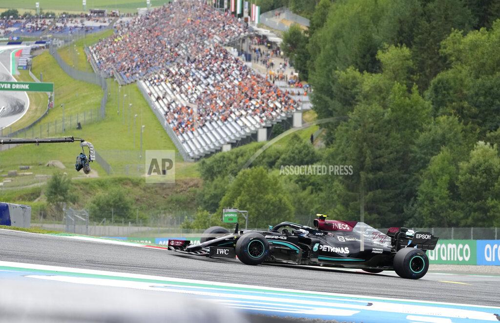 Darko Bandic Mercedes driver Valtteri Bottas of Finland steers his car during the second free practice session for the Austrian Formula One Grand Prix at the Red Bull Ring racetrack in Spielberg, Austria, Friday, July 2, 2021. The Austrian Grand Prix will be held on Sunday. (AP Photo/Darko Bandic)