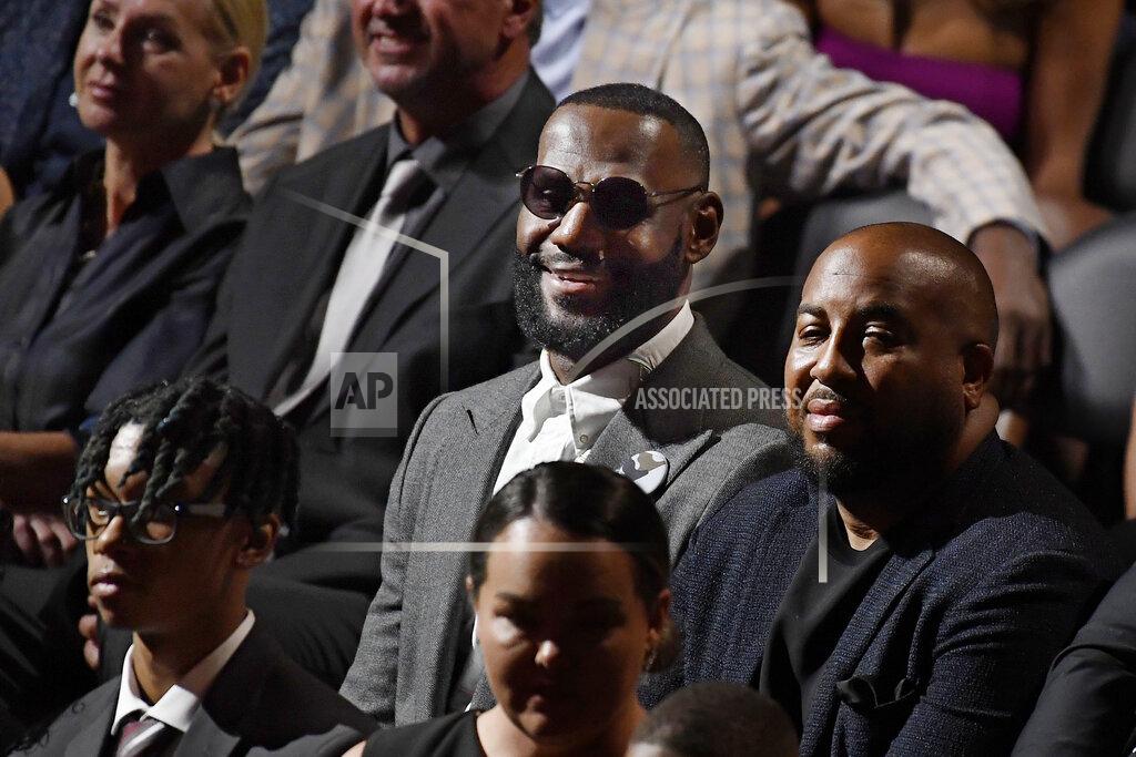 Jessica Hill Lebron James sits in the audience at the 2021 Basketball Hall of Fame Enshrinement ceremony, Saturday, Sept. 11, 2021, in Springfield, Mass. (AP Photo/Jessica Hill)