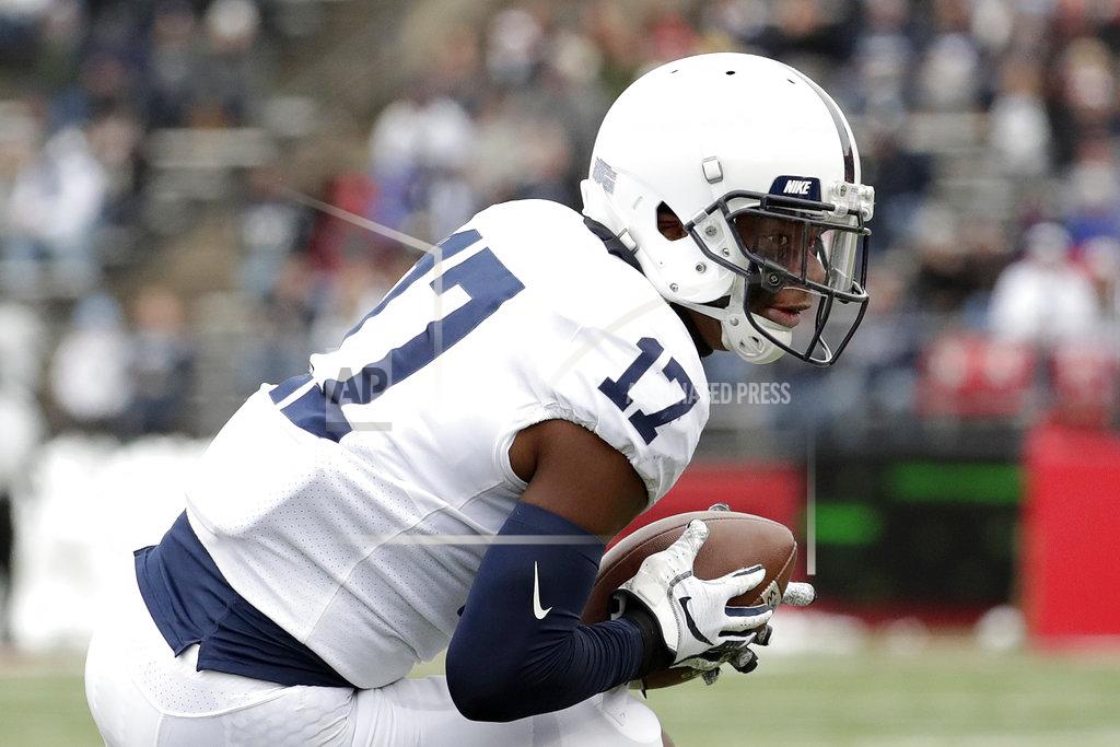 Julio Cortez Penn State safety Garrett Taylor collects an interception on a pass from Rutgers quarterback Artur Sitkowski during the first half of an NCAA college football game, Saturday, Nov. 17, 2018, in Piscataway, N.J. (AP Photo/Julio Cortez)