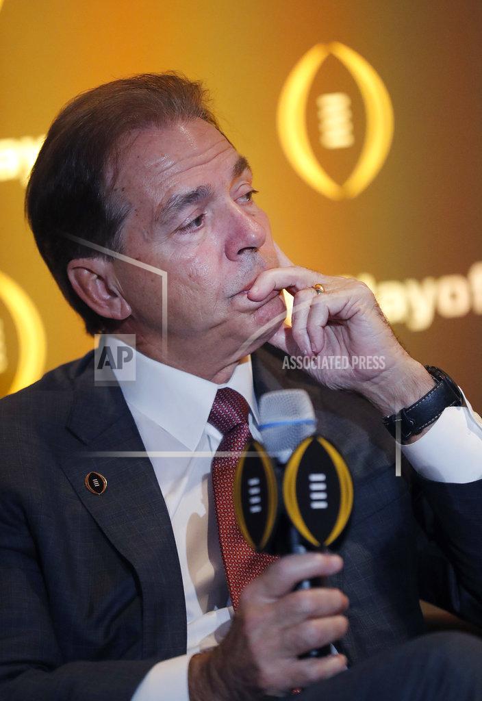 John Bazemore Alabama coach Nick Saban listens during a news conference Thursday, Dec. 6, 2018, in Atlanta. Alabama is one of the four teams in the College Football Playoff. (AP Photo/John Bazemore)