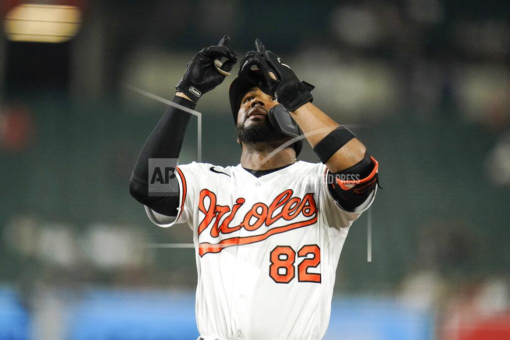 Julio Cortez Baltimore Orioles' Kelvin Gutierrez gestures after hitittng an RBI single to score Austin Wynns during the ninth inning of a baseball game against the New York Yankees, Tuesday, Sept. 14, 2021, in Baltimore. (AP Photo/Julio Cortez)