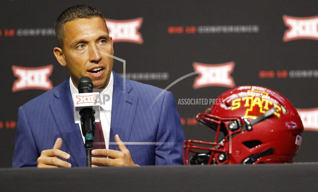 David Kent Iowa State head coach Matt Campbell speaks during Big 12 Conference NCAA college football media day Tuesday, July 16, 2019, at AT&T Stadium in Arlington, Texas. (AP Photo/David Kent)