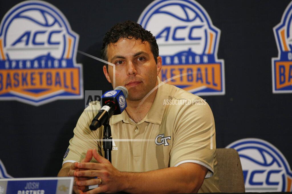 Georgia Tech basketball coach Josh Pastner answers a question during the Atlantic Coast Conference NCAA college basketball media day in Charlotte, N.C., Tuesday, Oct. 8, 2019. (AP Photo/Nell Redmond)