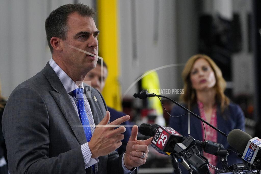 Sue Ogrocki Oklahoma Gov. Kevin Stitt gestures as he speaks during a news conference Monday, May 17, 2021, in Oklahoma City. Oklahoma will end a $300-a-week federal supplemental unemployment benefit next month. (AP Photo/Sue Ogrocki)