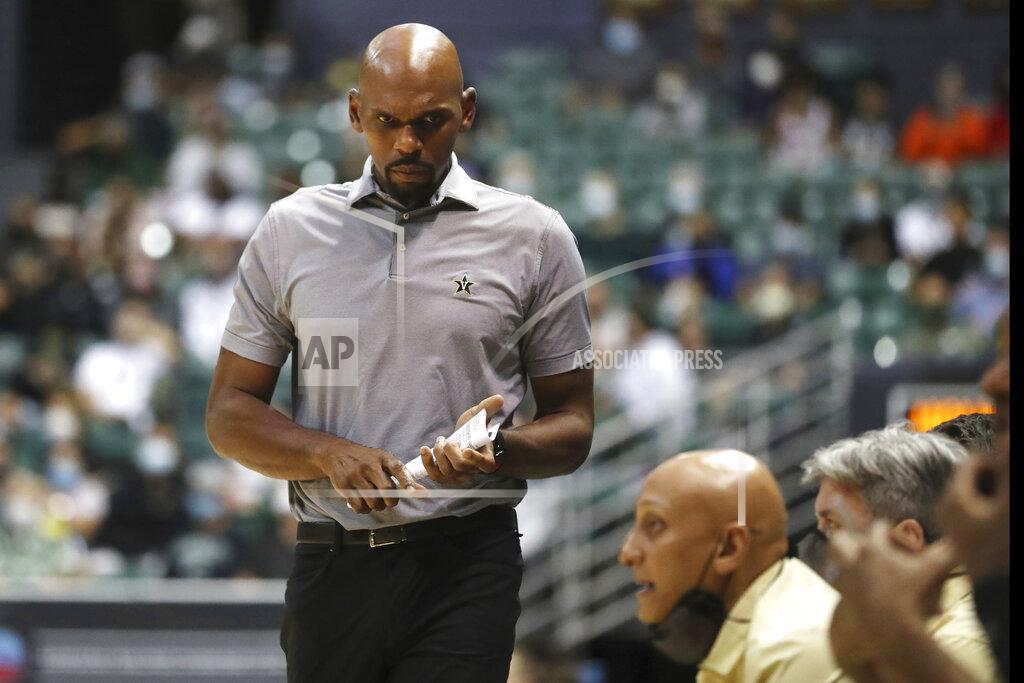 Marco Garcia Vanderbilt head coach Jerry Stackhouse looks towards his bench as his team takes on Hawaii in the second half of an NCAA college basketball game Wednesday, Dec. 22, 2021, in Honolulu. (AP Photo/Marco Garcia)