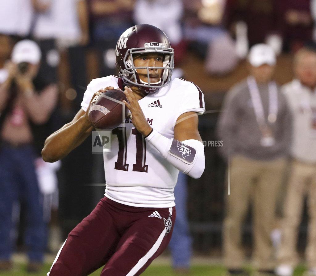 Jim Lytle Texas A&M quarterback Kellen Mond (11) looks for a receiver down-field during the first half of their NCAA college football game against Mississippi State on Saturday, Oct. 27, 2018, in Starkville, Miss. (AP Photo/Jim Lytle)