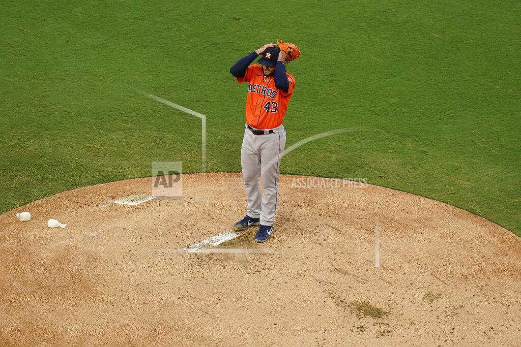 Gregory Bull Houstnn Astros starting pitcher Lance McCullers Jr. adjusts his cap during the second inning in Game 7 of a baseball American League Championship Series against the Tampa Bay Rays, Saturday, Oct. 17, 2020, in San Diego. (AP Photo/Gregory Bull)