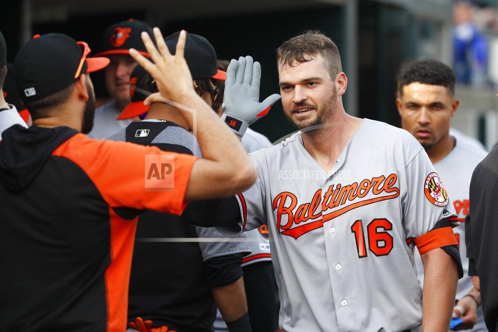 Paul Sancya FILE - In this Monday, Sept. 16, 2019, file photo, Baltimore Orioles' Trey Mancini (16) celebrates his solo home run against the Detroit Tigers in the sixth inning of a baseball game in Detroit. (AP Photo/Paul Sancya, File)