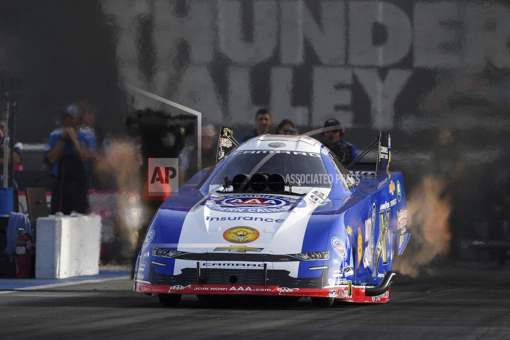 Jerry Foss In this photo provided by the NHRA, Robert Hight drives in Funny Car qualifying Friday, June 17, 2022, at the NHRA Thunder Valley Nationals drag races at Bristol Dragway in Bristol, Tenn. (Jerry Foss/NHRA via AP)