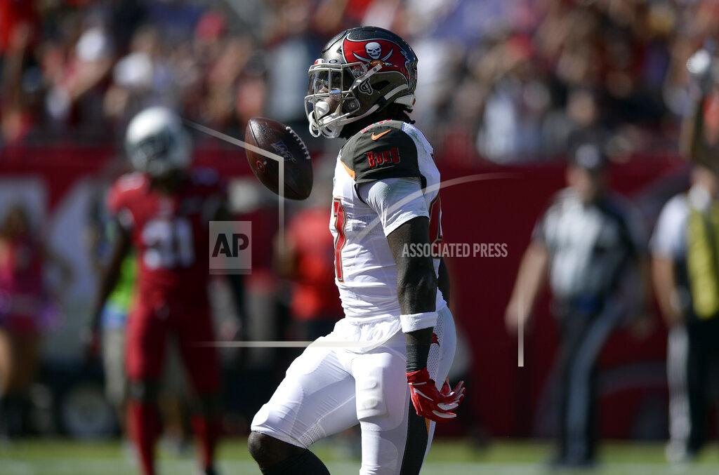 Jason Behnken Tampa Bay Buccaneers running back Ronald Jones II (27) celebrates his touchdown run against the Arizona Cardinals during the first half of an NFL football game Sunday, Nov. 10, 2019, in Tampa, Fla. (AP Photo/Jason Behnken)
