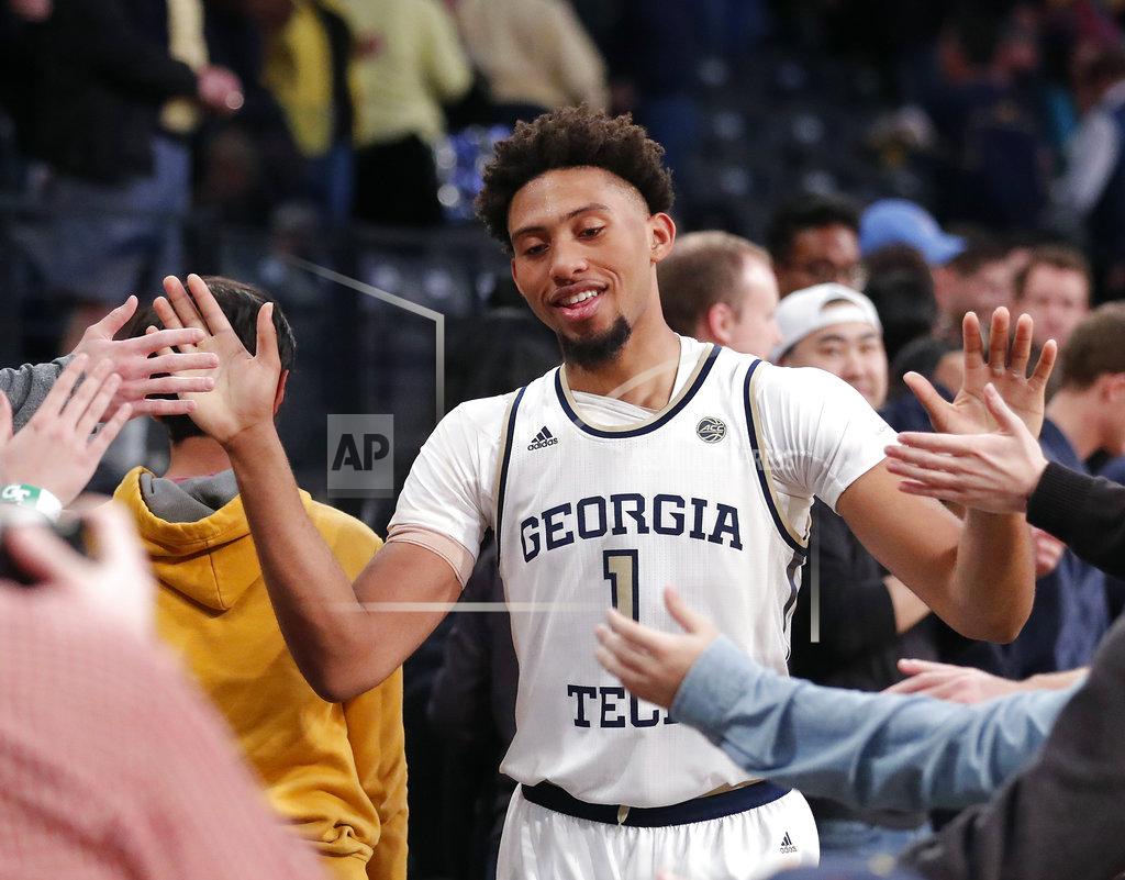 John Bazemore Georgia Tech forward James Banks III (1) celebrates with fans after defeating Wake Forest 92-79 in an NCAA college basketball game, Saturday, Jan. 5, 2019, in Atlanta. (AP Photo/John Bazemore)