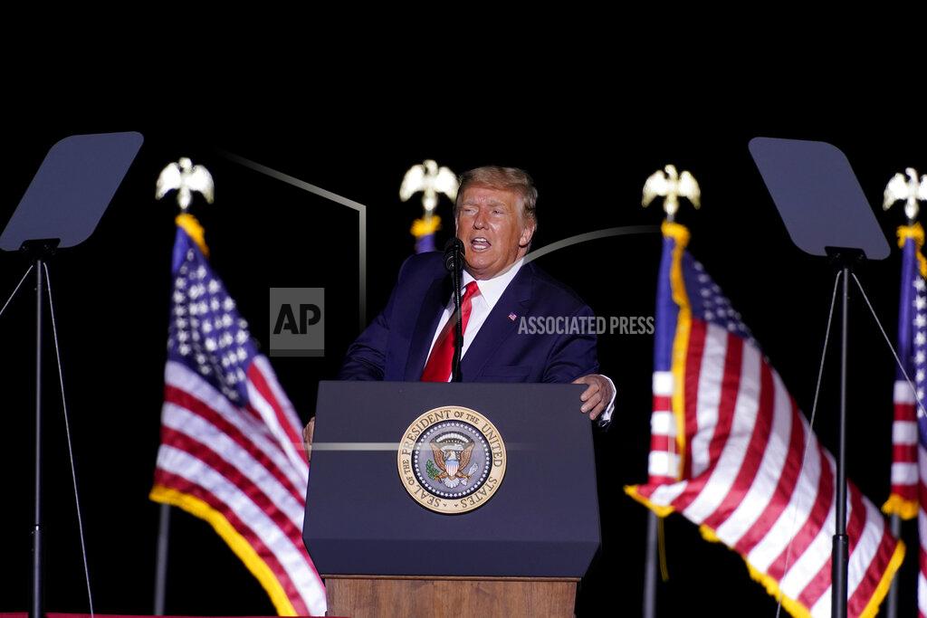 Andrew Harnik President Donald Trump speaks at a rally at Minden-Tahoe Airport in Minden, Nev., Saturday, Sept. 12, 2020. (AP Photo/Andrew Harnik)