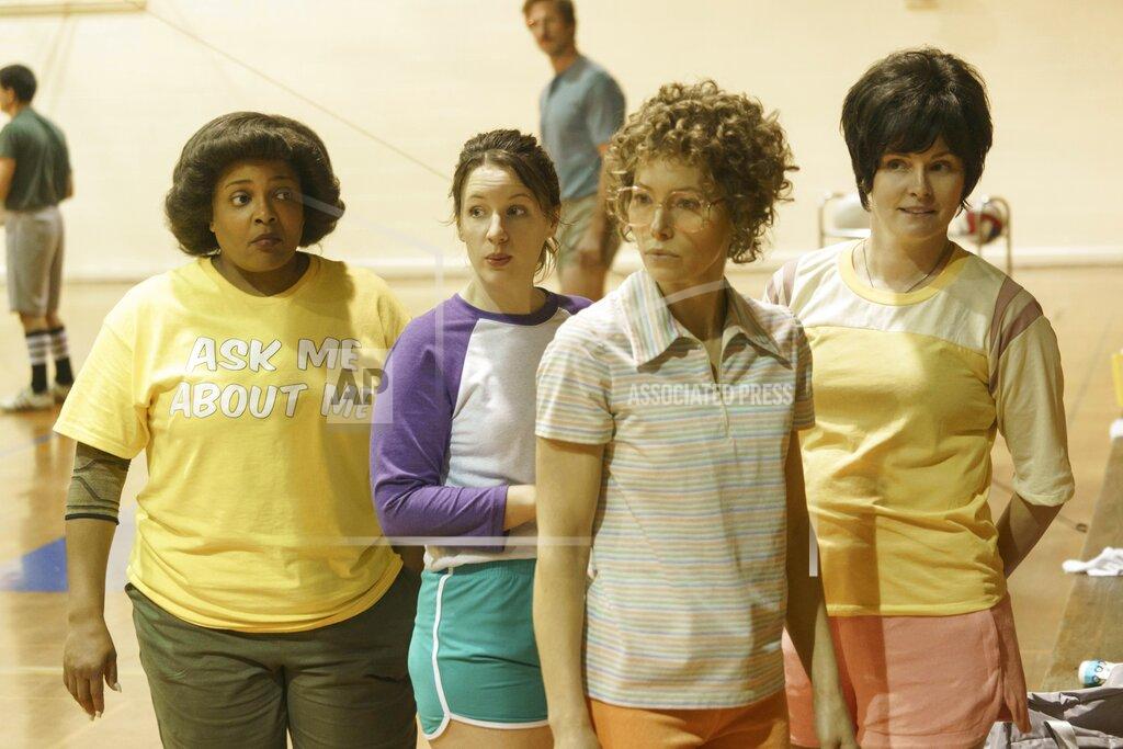 Tina Rowden This image released by Hulu shows, from left, Sharon Conley, Jessie Mueller, Jessica Biel and Jamie Anne Allman in the series "Candy." (Hulu via AP)