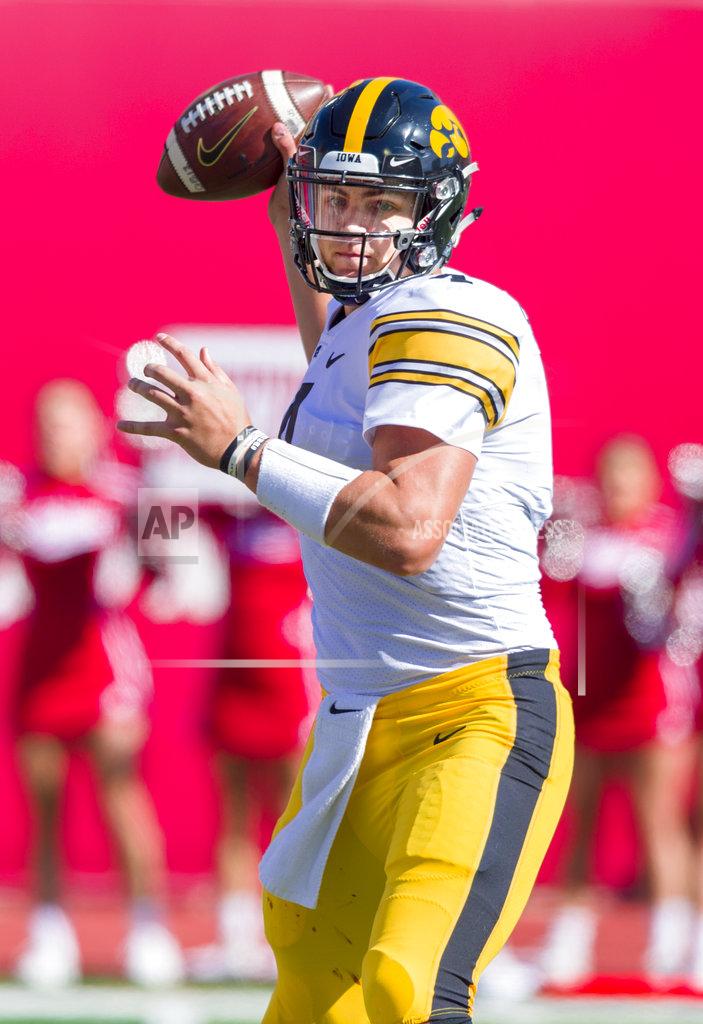 Doug Mcschooler Iowa quarterback Nate Stanley (4) throws a pass during the second half of an NCAA college football game against Indiana, Saturday, Oct. 13, 2018, in Bloomington, Ind. Iowa won 42-16. (AP Photo/Doug McSchooler)