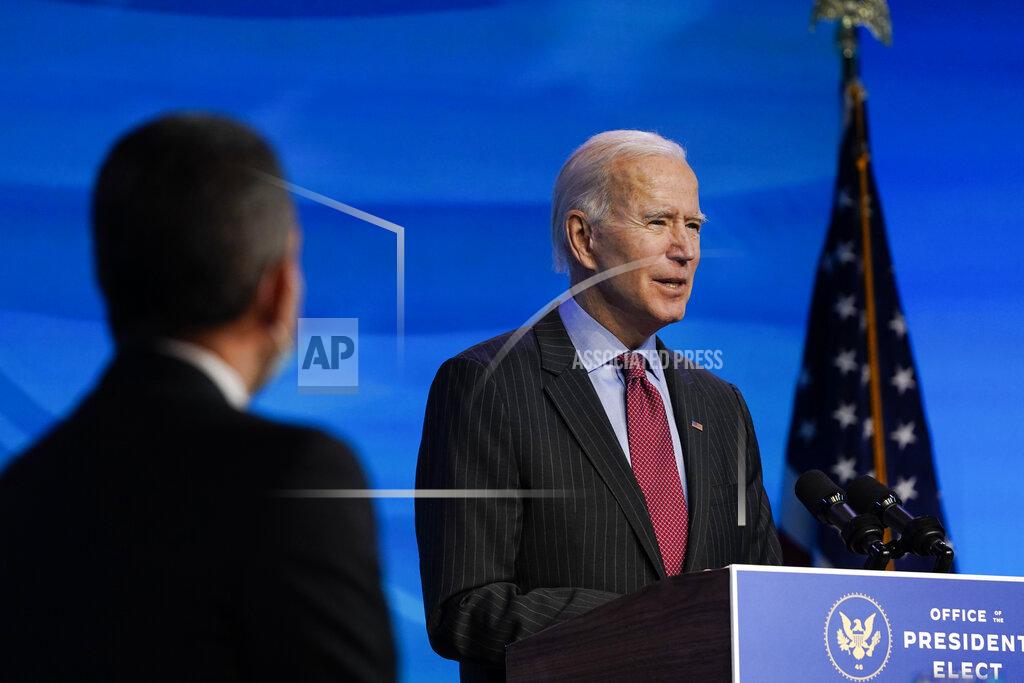 Susan Walsh President-elect Joe Biden speaks during an event at The Queen theater in Wilmington, Del., Friday, Jan. 8, 2021, to announce key administration posts. (AP Photo/Susan Walsh)