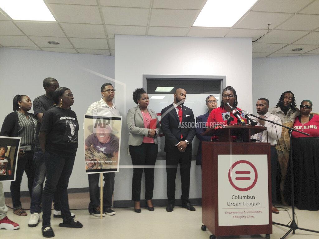 Ann Sanner FILE – In this Sept. 27, 2016, file photo, Adrienne Hood speaks about her son, Henry Green, as relatives, attorneys and others look on at a news conference in Columbus, Ohio. The announcement that the U.S. Justice Department will provide technical assistance to the Columbus police department at the city's invitation has done little to curb community activists’ anger. On Thursday, Sept. 16, 2021 they asked the Justice Department to launch an investigation through its Civil Rights Division, a probe sometimes called a “pattern and practices” investigation that can lead to court-ordered oversight of a troubled police department. (AP Photo/Ann Sanner, File)