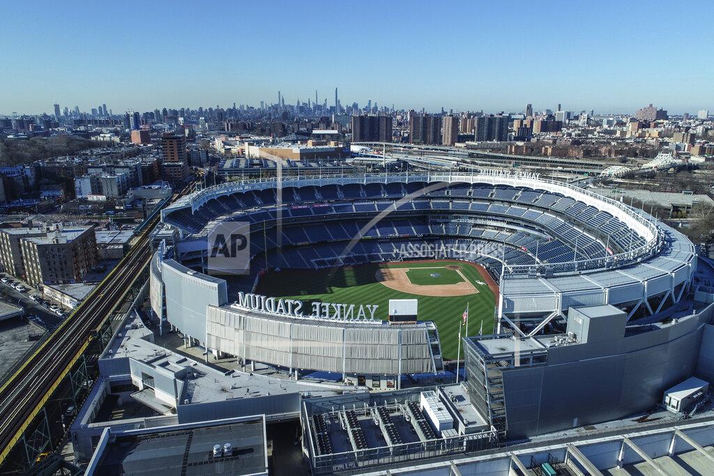 John Woike Yankee Stadium remains closed due to COVID-19 restrictions, March 26, 2020, in the Bronx borough of New York. (John Woike/Samara Media via AP)