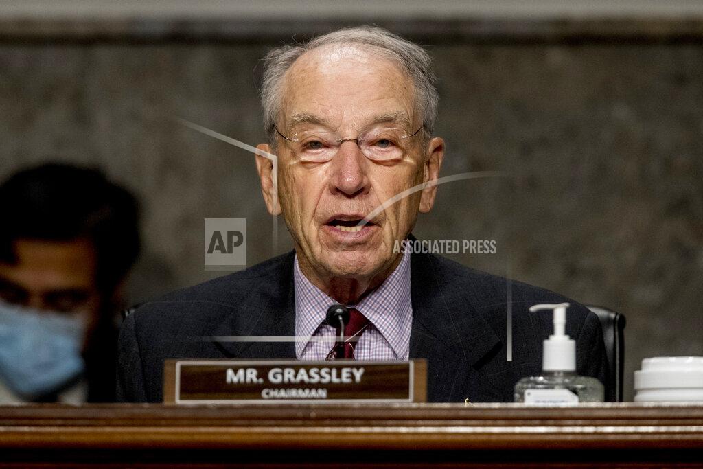 Andrew Harnik FILE - In this June 17, 2020, file photo, Sen. Chuck Grassley, R-Iowa, speaks during a Senate Finance Committee hearing on U.S. trade on Capitol Hill in Washington. Grassley is among GOP officials from New Hampshire to Mississippi to Iowa who quickly pushed back against President Donald Trump's suggestion that it may be necessary to delay the November election — which he cannot do without congressional approval — because of the unfounded threat of voter fraud. (AP Photo/Andrew Harnik, Pool, File)