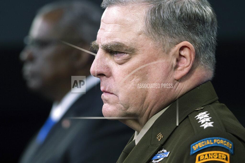 Kevin Wolf Joint Chiefs Chairman Gen. Mark Milley, right, and Defense Secretary Lloyd Austin take part in a press briefing at the Pentagon, Wednesday, July 21, 2021 in Washington. (AP Photo/Kevin Wolf)