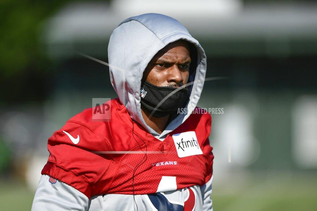 Justin Rex Houston Texans quarterback Deshaun Watson (4) a new drill during NFL football practice Wednesday, July 28, 2021, in Houston. (AP Photo/Justin Rex)