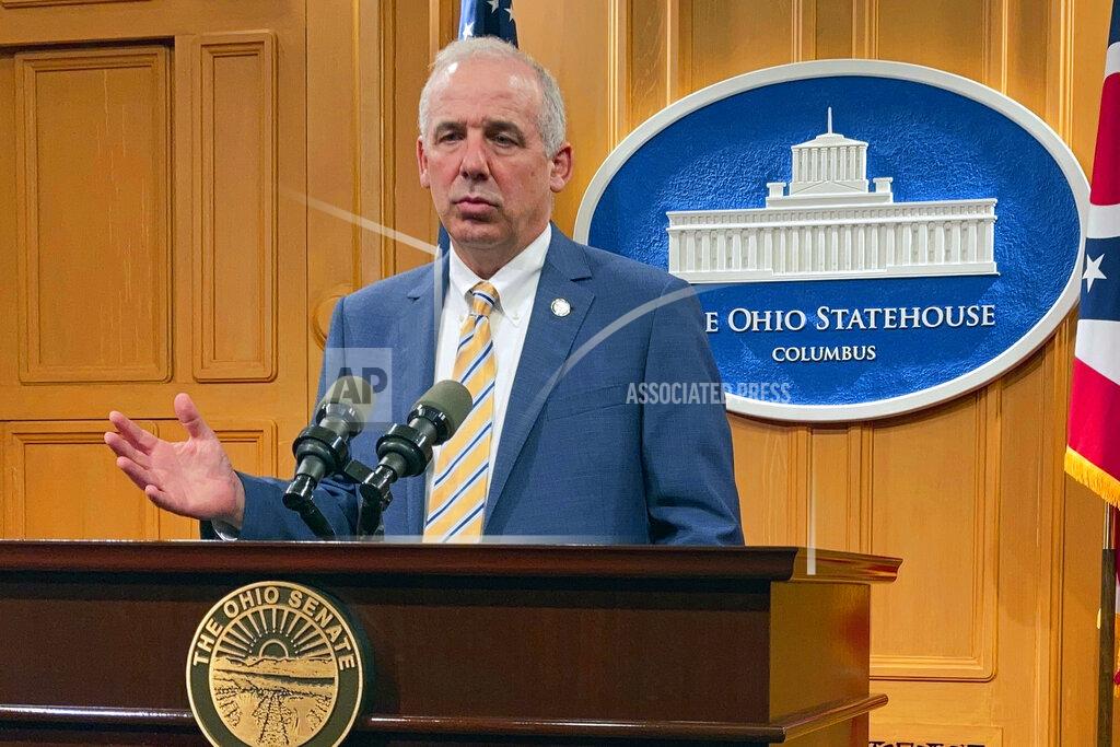 Andrew Welsh-Huggins FILE - This Wednesday, June 9, 2021, file photo shows Ohio Senate President Matt Huffman discussing the Senate passage of Ohio's two-year, $75 billion state budget, in Columbus, Ohio. A new voter-approved commission in Ohio that was supposed to reduce partisanship in the once-a-decade process of political map-drawing has already become a flop. Similar commissions meeting for the first time in New York and Virginia have devolved into partisan finger-pointing, undermining their intent. (AP Photo/Andrew Welsh-Huggins, File)