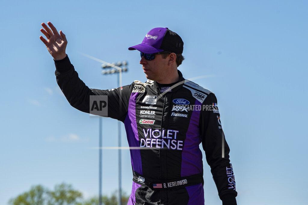 Mike Caudill Brad Keselowski is introduced during driver introductions at a NASCAR Cup Series auto race at Richmond Raceway on Sunday, April 3, 2022, in Richmond, Va. (AP Photo/Mike Caudill)
