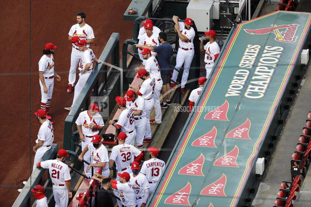 Jeff Roberson Members of the St. Louis Cardinals wait to be introduced before the start of a baseball game against the Pittsburgh Pirates Friday, July 24, 2020, in St. Louis. (AP Photo/Jeff Roberson)
